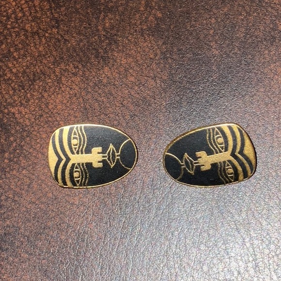 Laurel Burch Māori Post and Clutch Earrings 80s Vintage - Picture 6 of 9